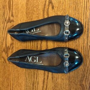 EUC AGL black flats size 37 (6.5)